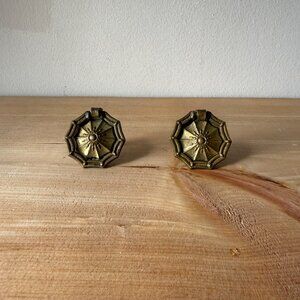 Vintage Brass Drawer Pull Ornate Drop Handle Spider Web Sunburst Design